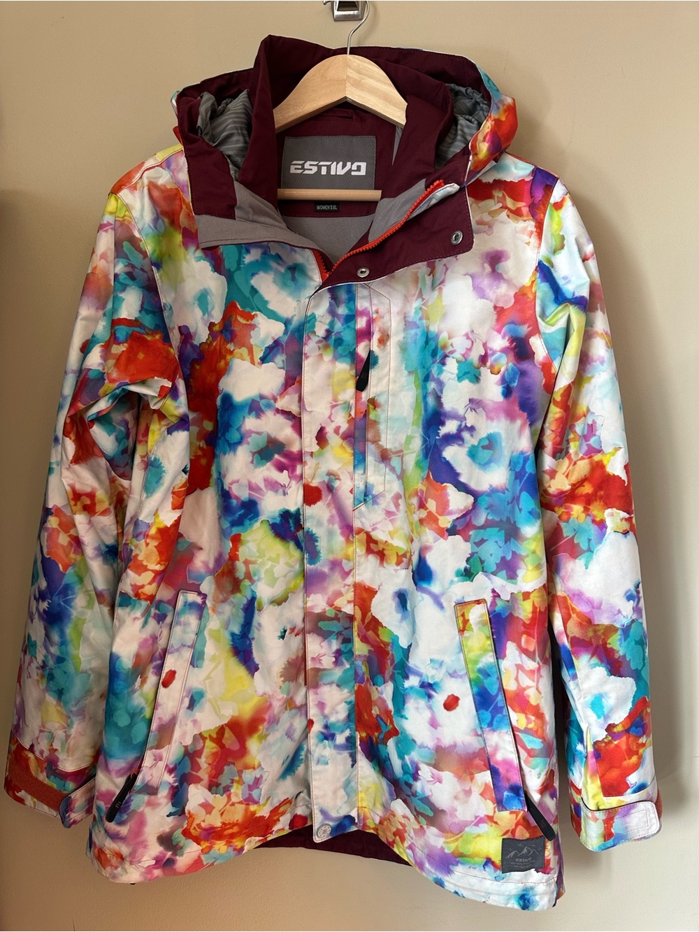 Estivo Colorful Watercolor Abstract Women’s Ski Snowboard Jacket XL